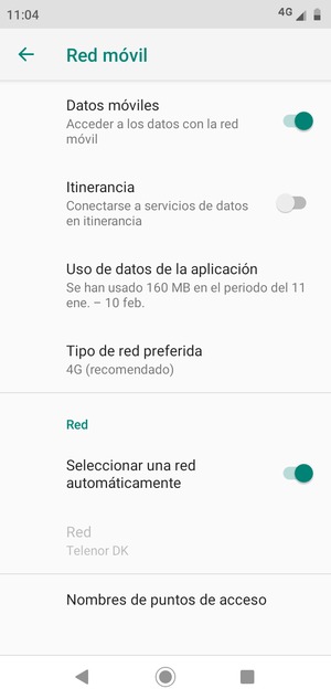 Desactivar Seleccionar una red automáticamente