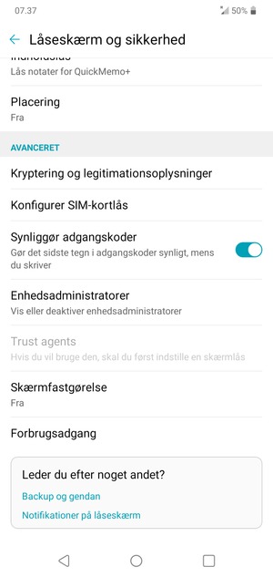 For at ændre PIN-koden til sim-kortet, vend tilbage til menuen Låseskærm og sikkerhed og vælg Konfigurer SIM-kortlås