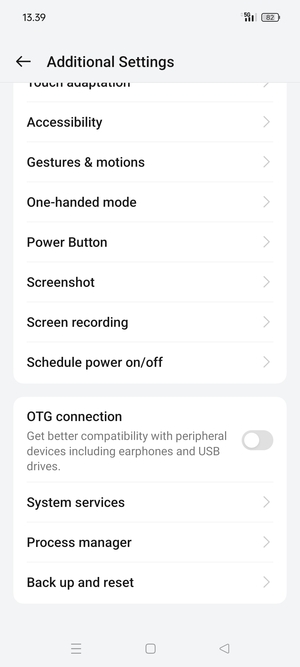 Scroll to and select Back up & reset