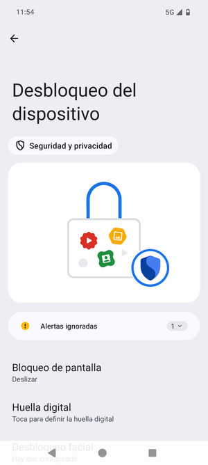 Seleccione Bloqueo de pantalla