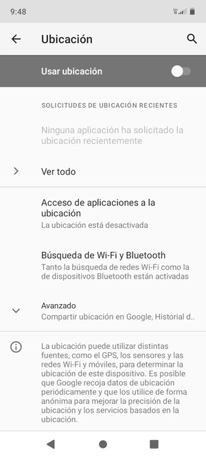 Desactive Usar ubicación