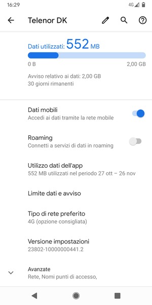 Per modificare la rete, in presenza di problemi, seleziona Avanzate