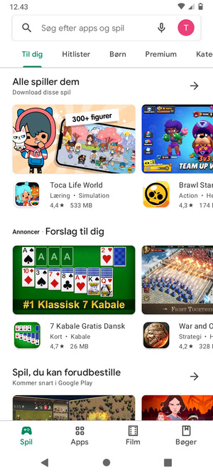 Vælg søgefeltet