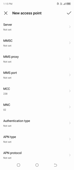 Scroll down and enter MMS information