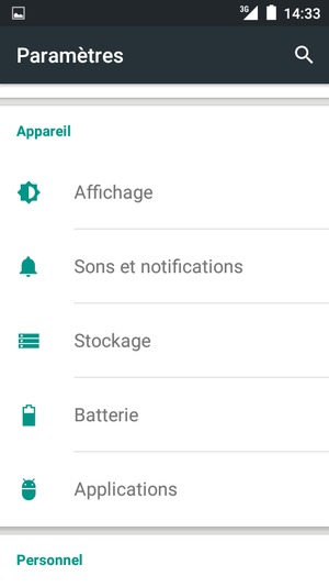 Faites défiler et sélectionnez Batterie