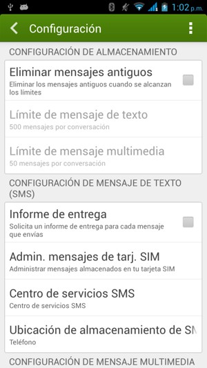 Seleccione Centro de servicios SMS