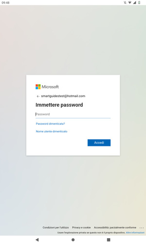 Inserisci la tua password e seleziona Accedi
