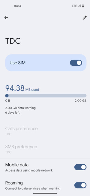 Turn Roaming on or off