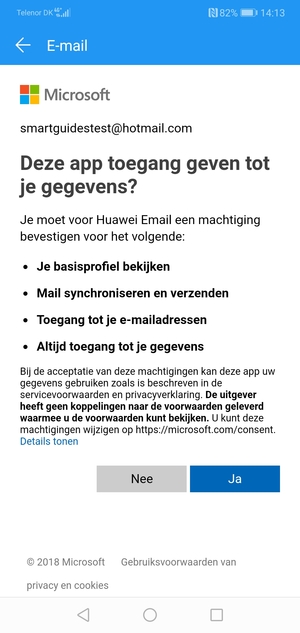 Selecteer Ja
