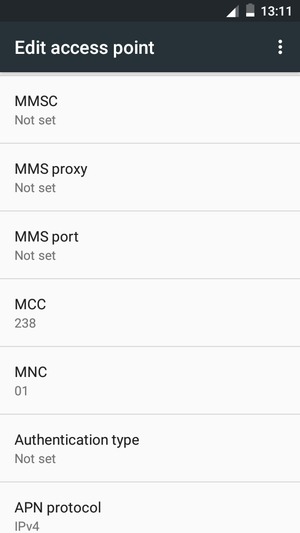 Scroll down and enter MMS information