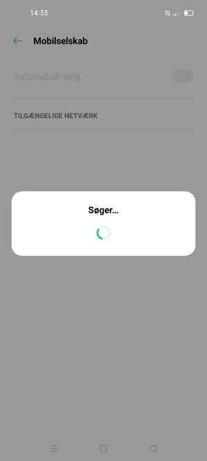 Afvent at søgningen er afsluttet