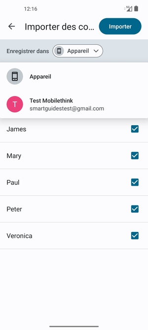 Sélectionnez votre compte Google