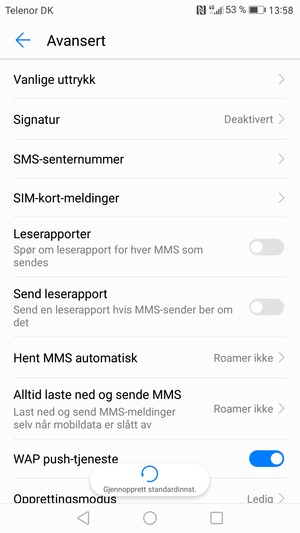 Velg SMS-senternummer