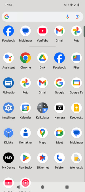 Velg Innstillinger