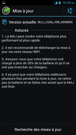 Sélectionnez Recherche des mises à jour