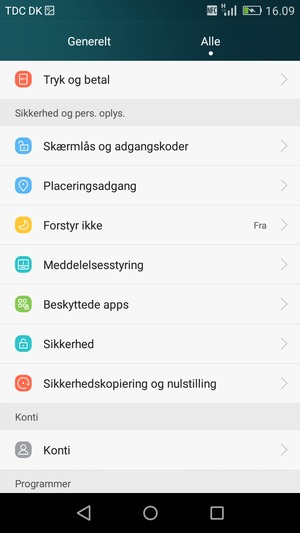 Scroll til og vælg Konti