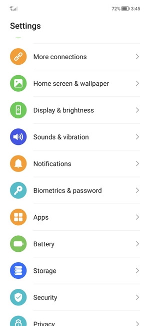 To activate your screen lock, go to the Settings menu and select Biometrics & password