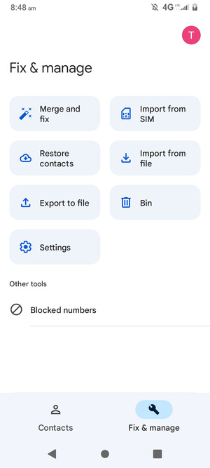 Select Import from SIM
