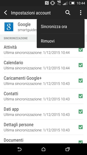 Seleziona Sincronizza ora