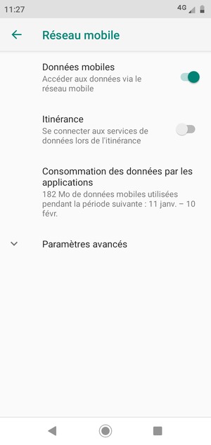 Sélectionnez Paramètres avancés