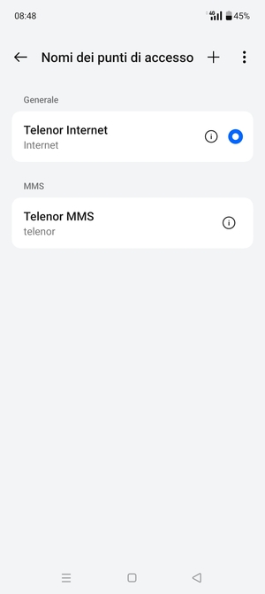 Seleziona il tasto Menu