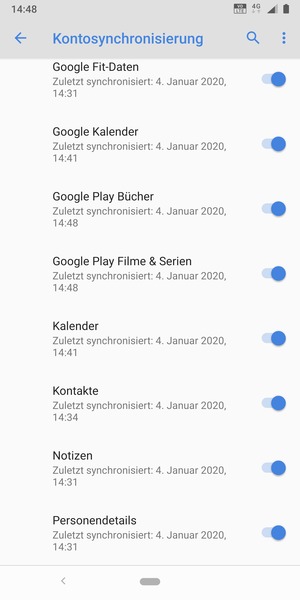 Stellen Sie sicher, dass Kontakte ausgewählt ist