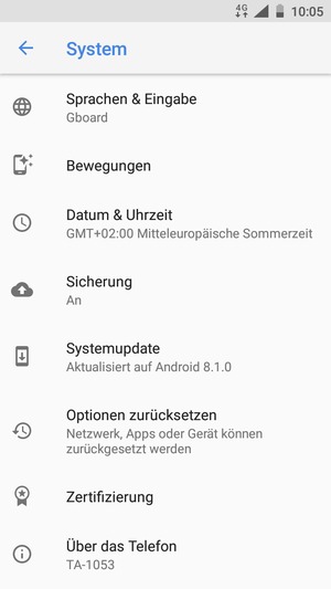 Wählen Sie Systemupdate