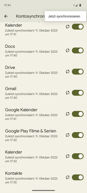 Wählen Sie Jetzt synchonisieren
