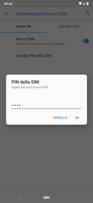 Conferma il nuovo PIN della SIM e seleziona OK