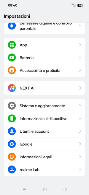 Scorri e seleziona Utenti e account