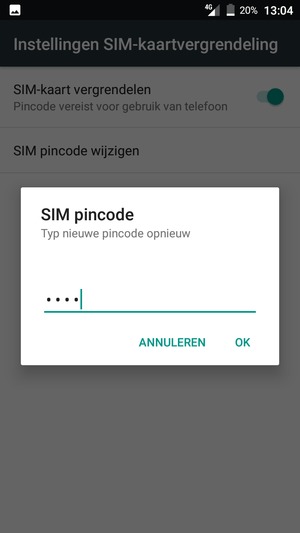 Bevestig uw nieuwe pincode en selecteer OK