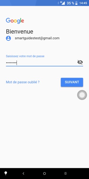 Saisissez votre mot de passe et sélectionnez SUIVANT