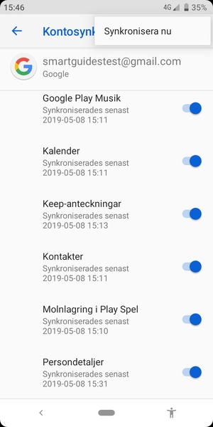 Välj Synkronisera nu