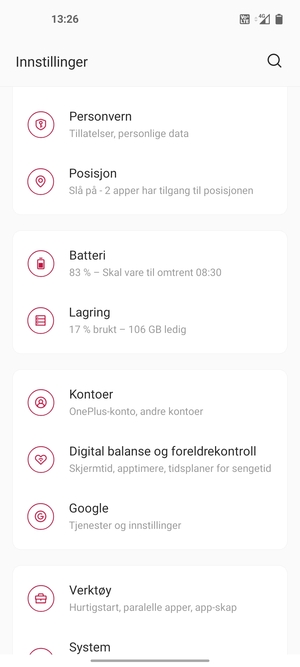 Bla til og velg Kontoer