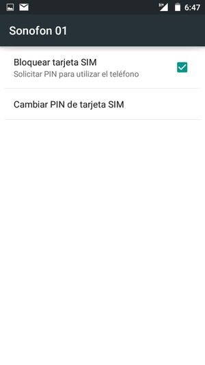 Seleccione Cambiar PIN de tarjata SIM