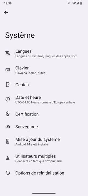 Sélectionnez Mise à jour du système