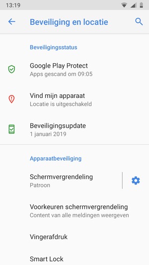 Uw telefoon is nu beveiligd met een schermvergrendeling.