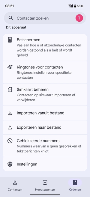 Scroll naar en selecteer Simkaart beheren