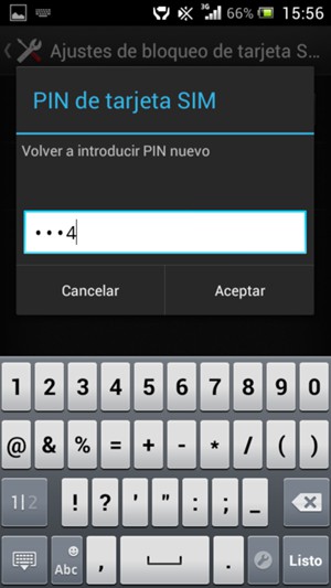 Confirme su nuevo PIN de tarjeta SIM y seleccione Aceptar