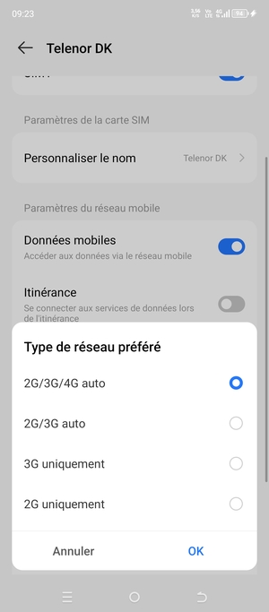 Sélectionnez votre option préférée et sélectionnez OK
