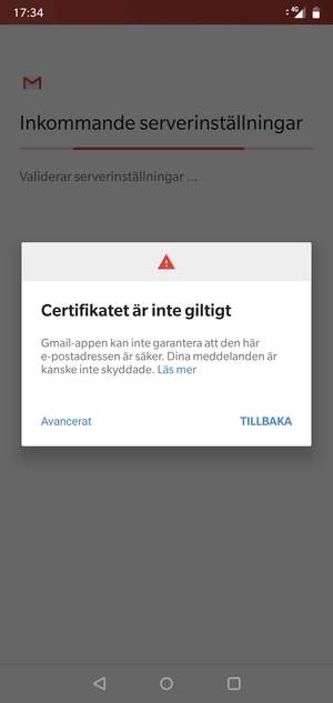 Välj TILLBAKA