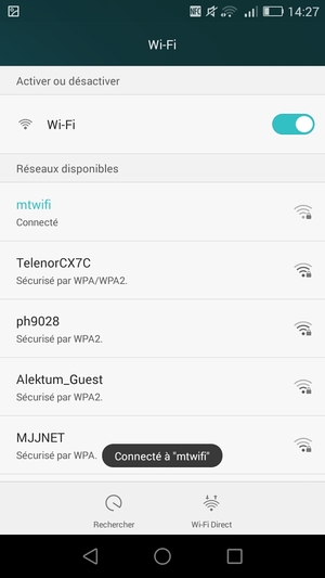 Vous êtes maintenant connecté au réseau Wi-Fi