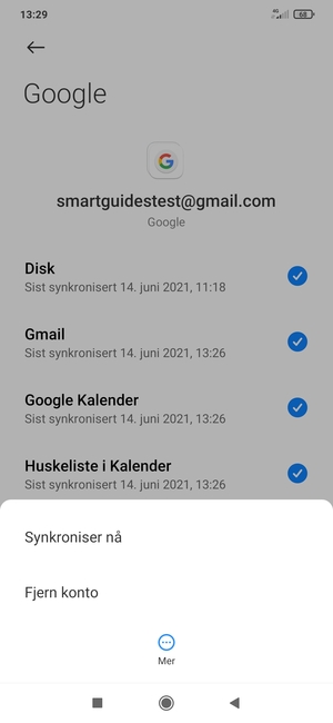 Velg Synkroniser nå