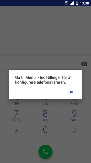 Hvis din telefonsvarer ikke er sat op, vælg OK