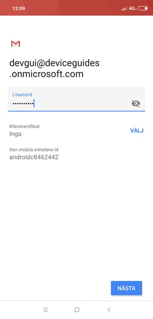 Ange din lösenord och välj NÄSTA