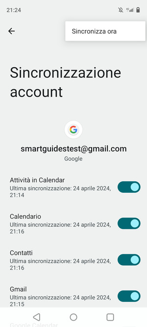 Seleziona Sincronizza ora