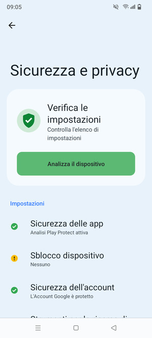 Seleziona Sblocco dispositivo