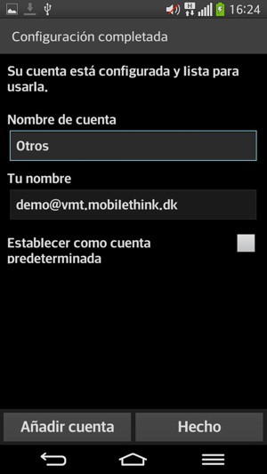 Déle a su cuenta un nombre y escriba su nombre. Seleccione Hecho