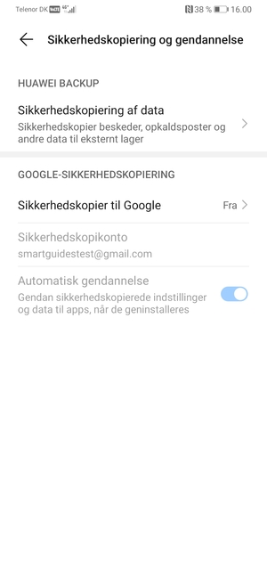 Vælg Sikkerhedskopier til Google