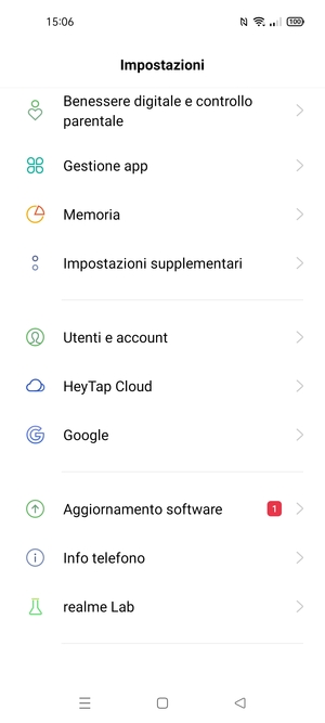 Scorri e seleziona Impostazioni supplementari